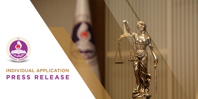 Press Release concerning the Judgment Finding a Violation of the Right to Property due to Insufficient Compensation Awarded for the Immovable Property Registered in the name of the Treasury